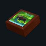 Northern Lights Moose Gift Box<br><div class="desc">An ever so slightly stylised image of a moose silhouetted against the Northern Lights. Text reading "Canada" appears in glowing blue and white.</div>
