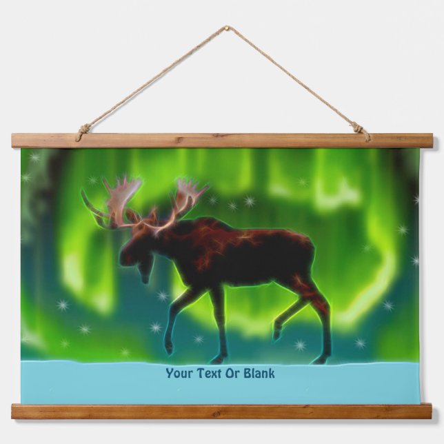 Northern Lights Moose Hanging Tapestry (Front)