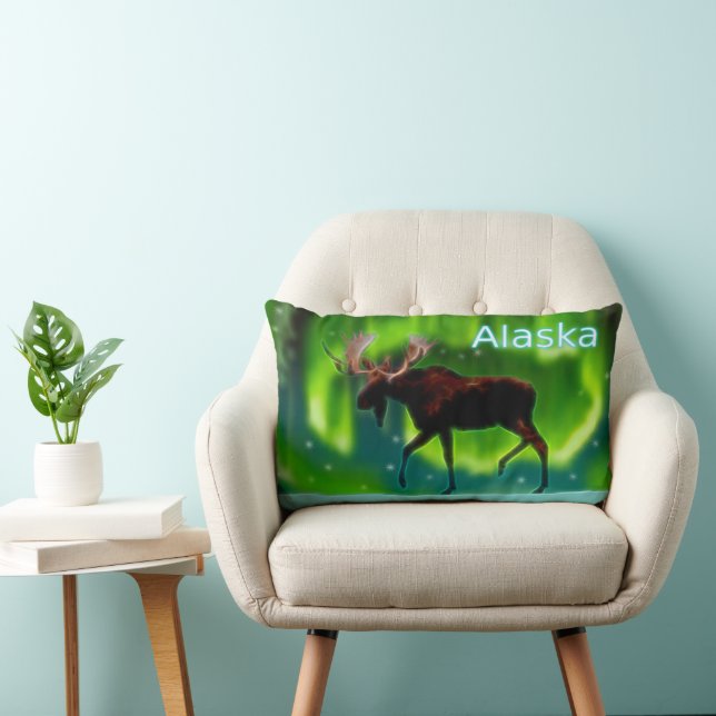 Northern Lights Moose Lumbar Cushion (Chair)