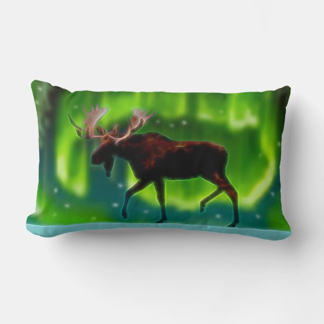 Northern Lights Moose Lumbar Cushion (Front)
