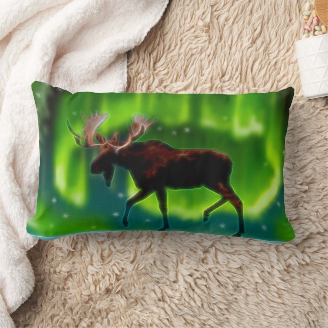 Northern Lights Moose Lumbar Cushion (Blanket)