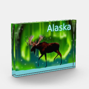 Northern Lights Moose Photo Block