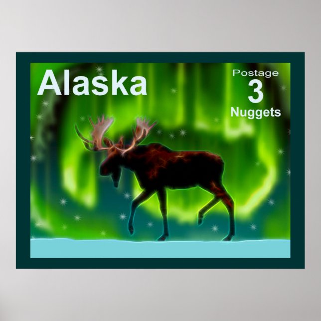 Northern Lights Moose Poster (Front)