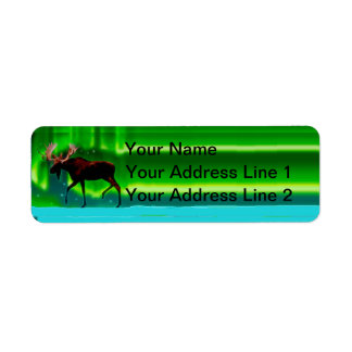 Northern Lights Moose Return Address Label