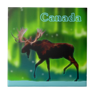 Northern Lights Moose Tile