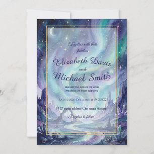 Northern Lights Night Sky Romantic Landscape Invitation