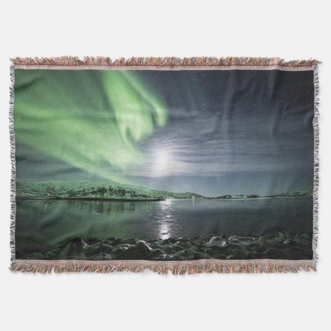 Northern Lights North Norway Throw Blanket (Front)