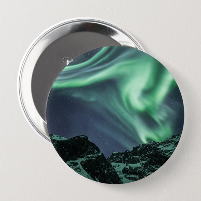 Northern Lights Norway 10 Cm Round Badge (Front & Back)