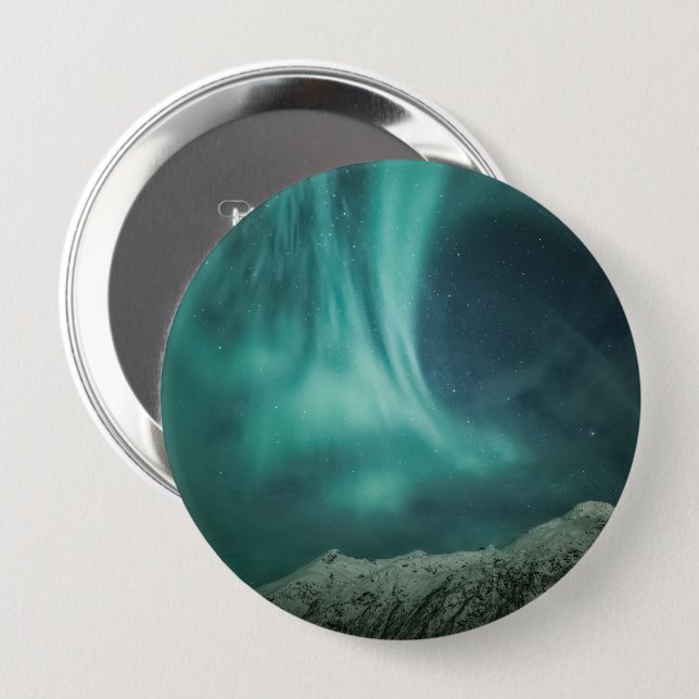 Northern Lights Norway 10 Cm Round Badge (Front & Back)