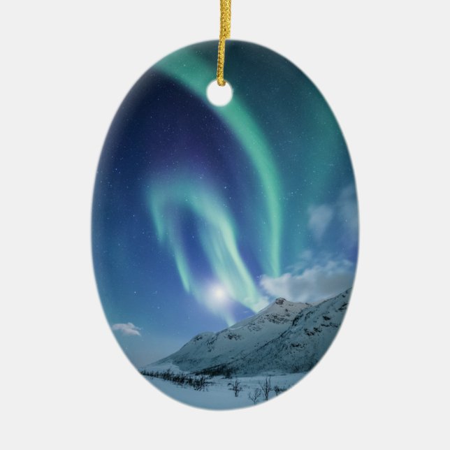 Northern Lights Norway Ceramic Ornament (Front)