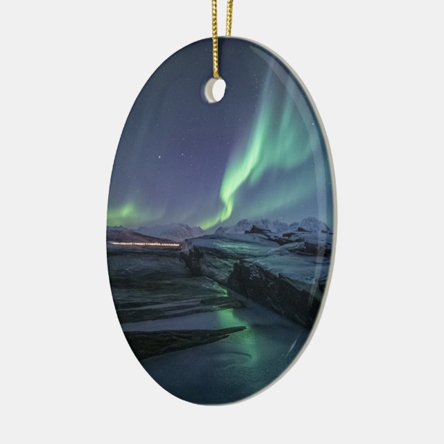 Northern Lights Norway Ceramic Ornament (Left)