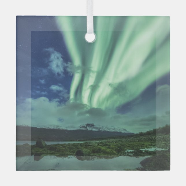 Northern Lights Norway Glass Tree Decoration (Front)