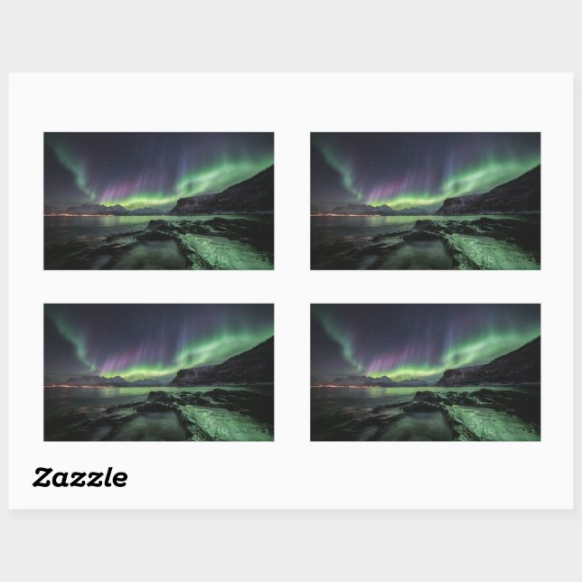 Northern Lights Norway Rectangular Sticker (Sheet)