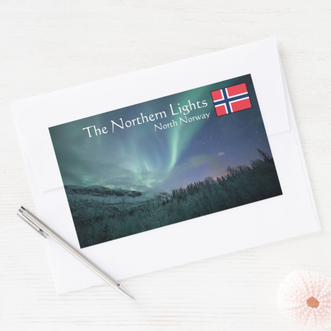 Northern Lights Norway Rectangular Sticker (Envelope)
