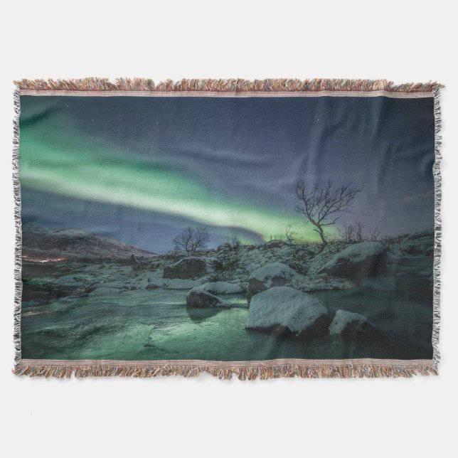Northern Lights Norway Throw Blanket (Front)