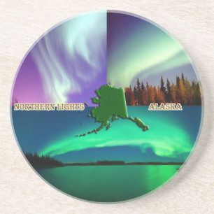 Northern Lights of Alaska Collage Coaster