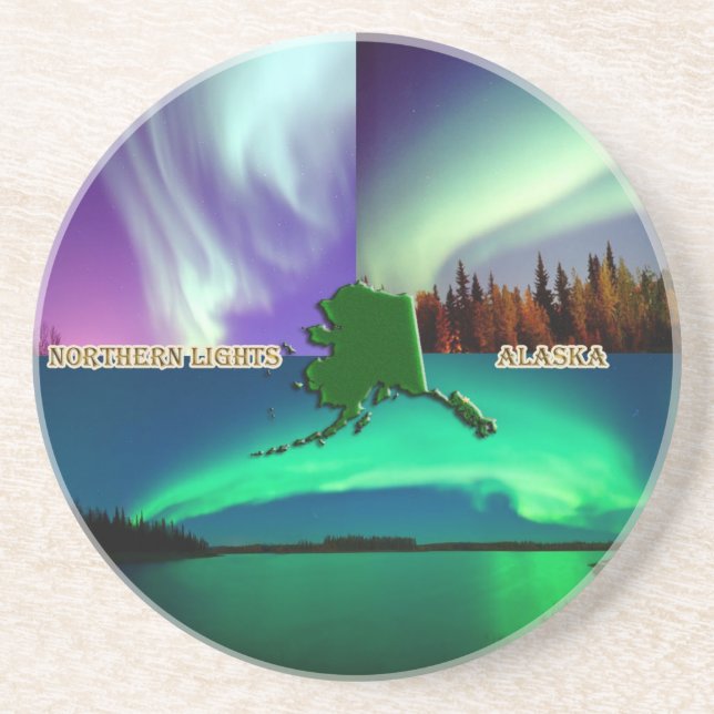 Northern Lights of Alaska Collage Coaster (Front)