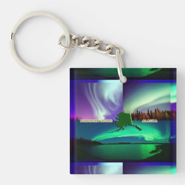 Northern Lights of Alaska Collage Key Ring (Front)