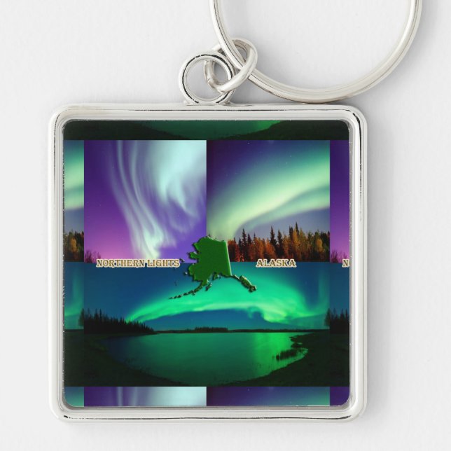 Northern Lights of Alaska Collage Key Ring (Front)