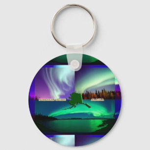 Northern Lights of Alaska Collage Key Ring