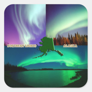 Northern Lights of Alaska Collage Square Sticker