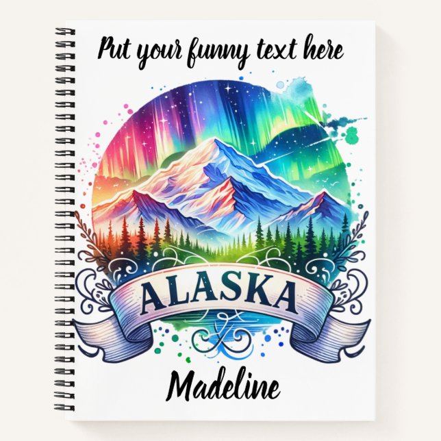 Northern lights over Alaska's mountains Notebook (Front)