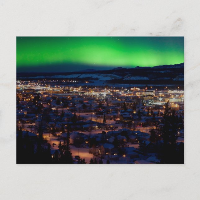 Northern Lights over Downtown Whitehorse Postcard (Front)