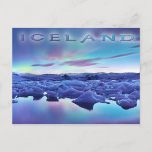 Northern Lights over Jokulsarlon lake, Iceland Postcard