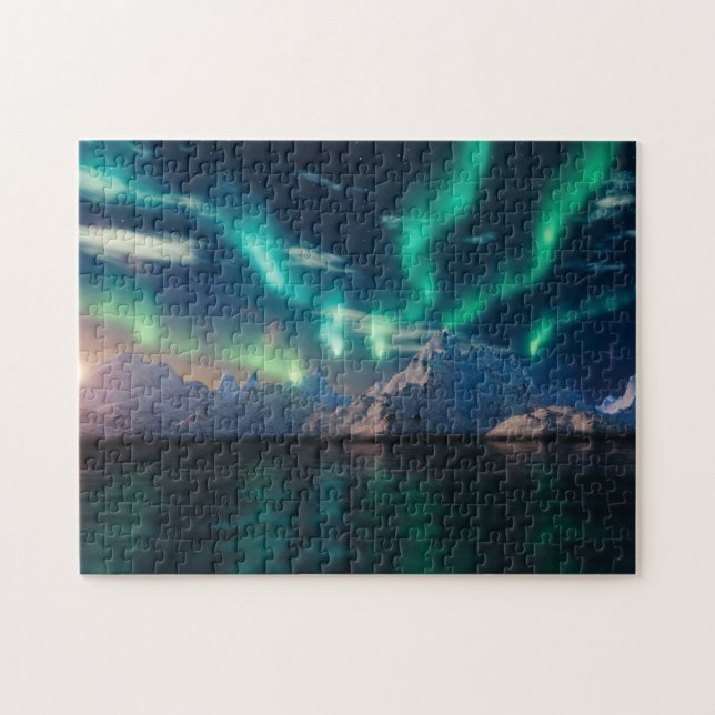 Northern Lights Over Water | Aurora Borealis Jigsaw Puzzle (Horizontal)