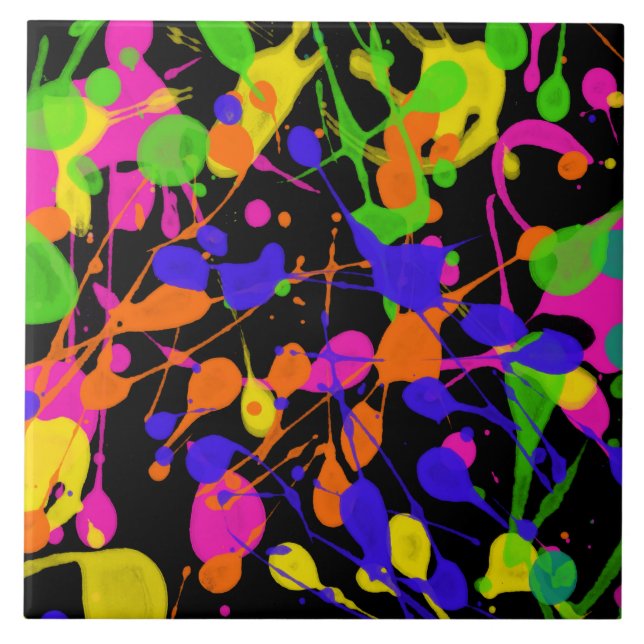 Northern Lights Paint Splatters Ceramic Tile (Front)