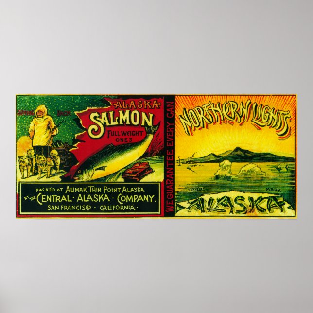 Northern Lights Salmon Can LabelAlimak, AK Poster (Front)