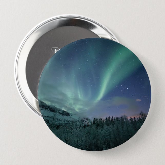 Northern Lights Sky 10 Cm Round Badge (Front & Back)