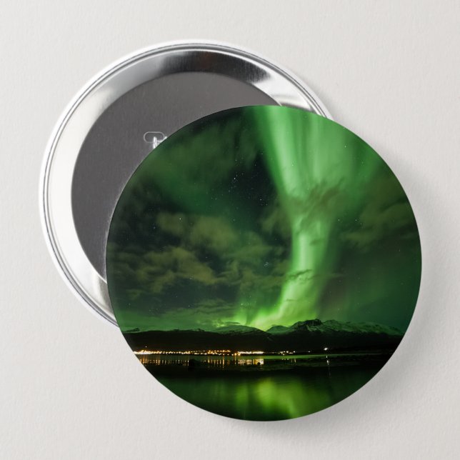 Northern Lights Souvenir 10 Cm Round Badge (Front & Back)
