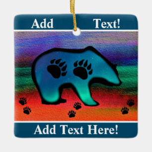 Northern Lights Spirit Bear Ceramic Ornament