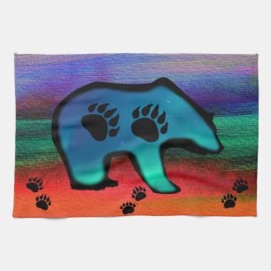 Northern Lights Spirit Bear Tea Towel