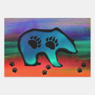 Northern Lights Spirit Bear Wrapping Paper Sheet