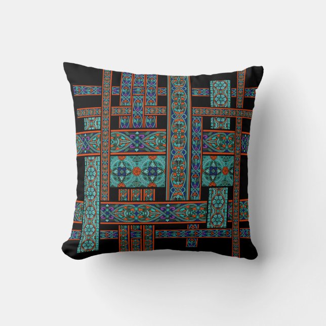 Northern Lights Stained Glass Throw Pillow (Front)