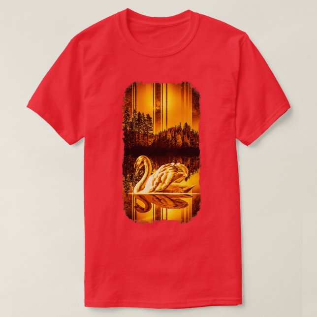 Northern Lights Swan Rough Edges T-Shirt (Design Front)