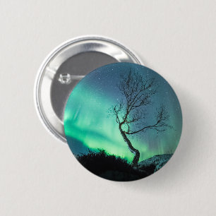 Northern Lights Tree 6 Cm Round Badge