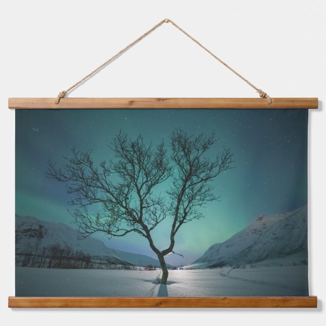 Northern Lights Tree Hanging Tapestry (Front)