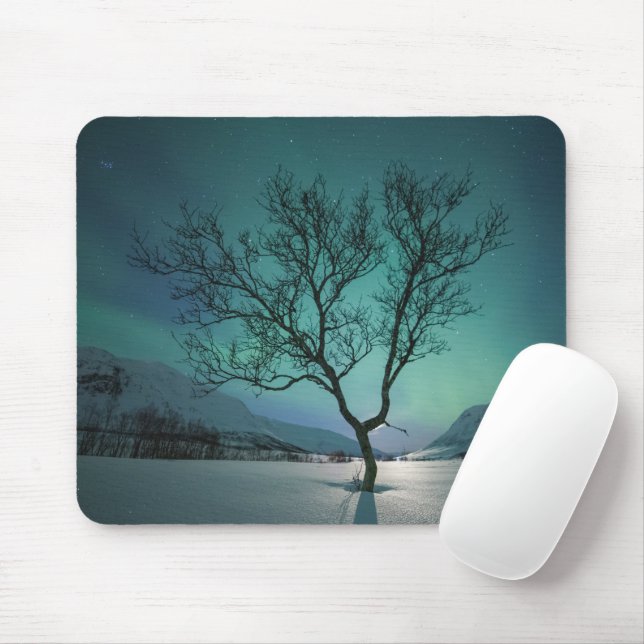 Northern Lights Tree Mouse Pad (With Mouse)