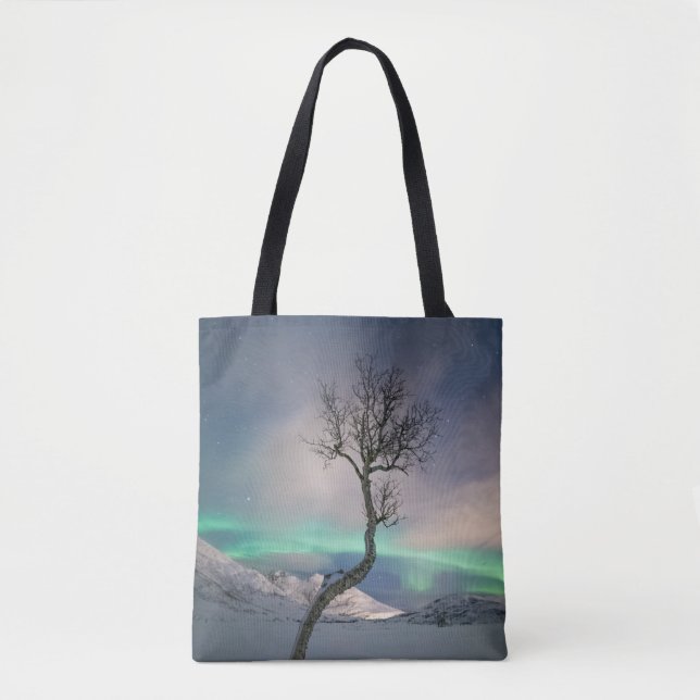 Northern Lights Tree Tote Bag (Front)