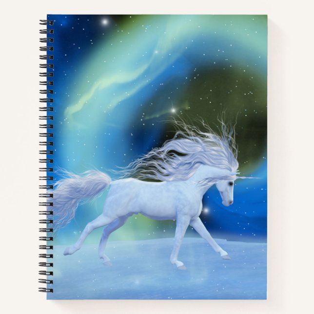 Northern lights unicorn Spiral Notebook (Front)