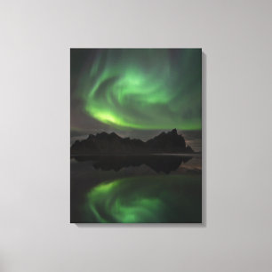Northern Lights Vestrahorn Beach Hofn, Iceland Canvas Print