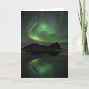 Northern Lights   Vestrahorn Beach Hofn, Iceland Card