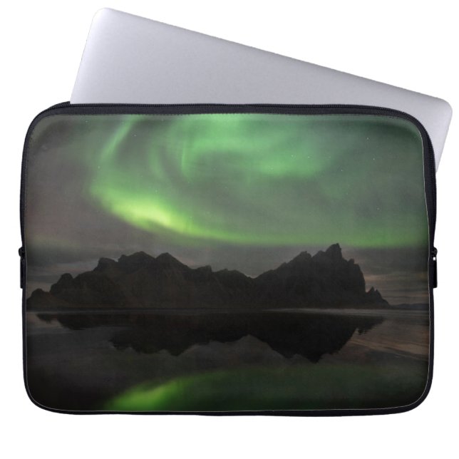 Northern Lights | Vestrahorn Beach Hofn, Iceland Laptop Sleeve (Front)