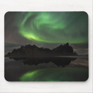 Northern Lights Vestrahorn Beach Hofn, Iceland Mouse Pad
