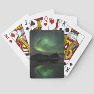 Northern Lights   Vestrahorn Beach Hofn, Iceland Playing Cards