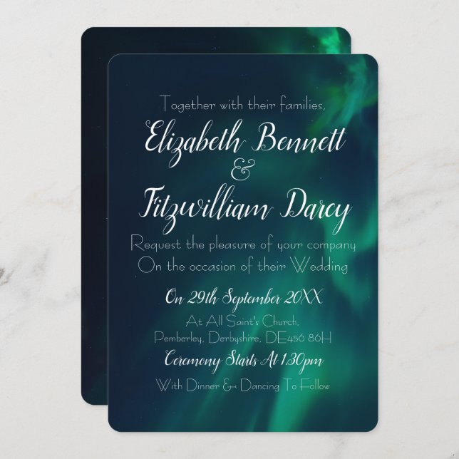 Northern Lights Wedding Invitation (Front/Back)