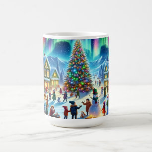 Northern Lights Winter Christmas Celebration Coffee Mug